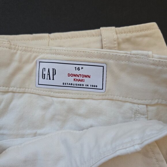 GAP Womens Downtown Khaki Flat Front Light Wash Cream Chinos Tapered Leg 16P - Picture 5 of 9